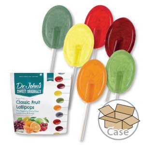 Dr. John's Candies Sugarless Fruit Lollipops 8-Bag Case