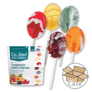 Dr. John's Candies Sugarless Creme Swirl Lollipops 8-Bag Case