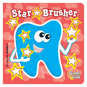Brushing Bright Glow-In-The-Dark Asst. Dental Stickers
