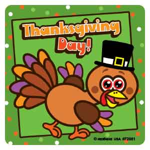 Happy Thanksgiving Turkeys Asst. Stickers