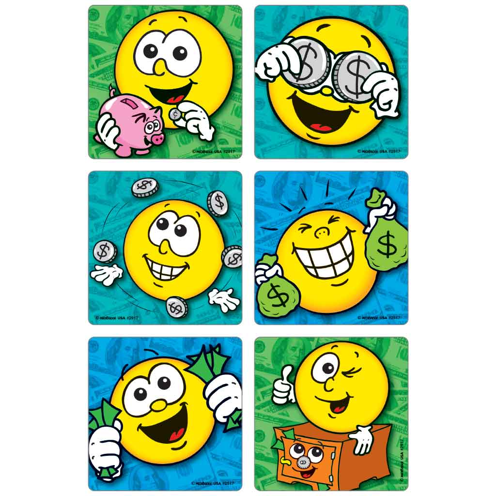 Money Fun Smiles Asst. Banking Stickers