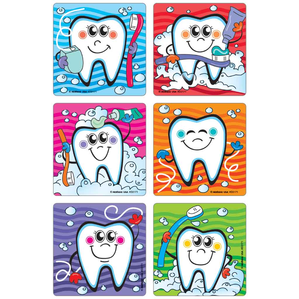 Smiley Teeth Asst. Dental Stickers