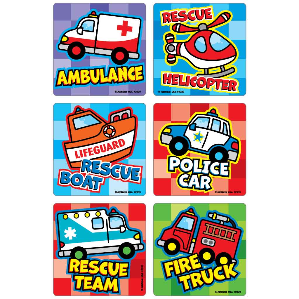 Kiddie Rescue Vehicles Asst. Stickers