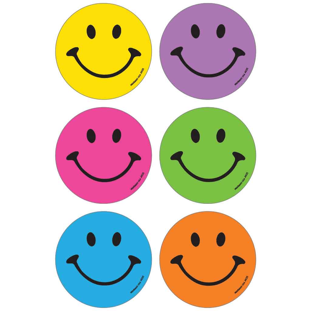Neon Smile Faces Asst. Stickers
