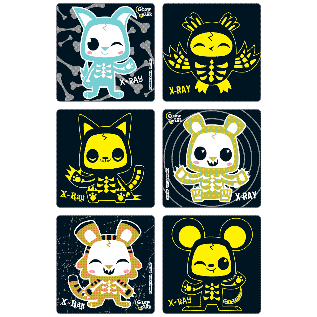 Glow-In-The-Dark X-Ray Animal Stickers Asst. Stickers