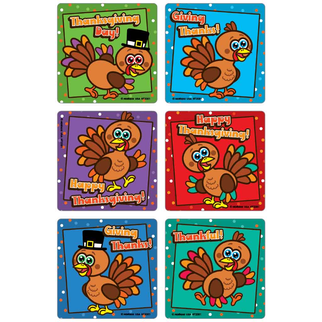 Happy Thanksgiving Turkeys Asst. Stickers