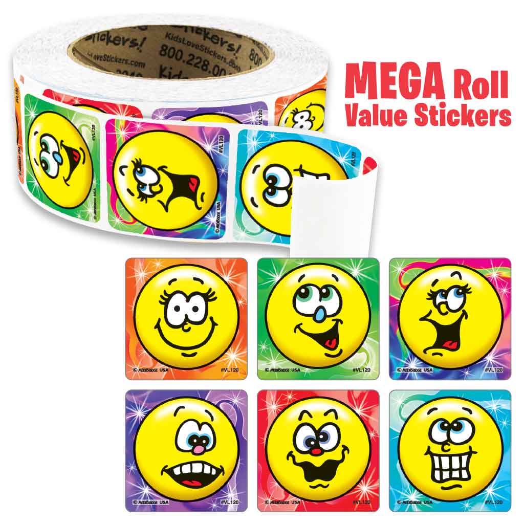 Fun Smiles Mega Roll Value Stickers