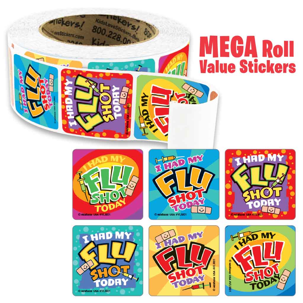 Flu Shot Mega Roll Value Stickers