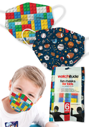 Sports & Building Blocks Kids Face Masks (6-Pack)