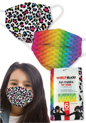 Leopard Camo & Rainbow Skin Kids Face Masks (6-Pack)